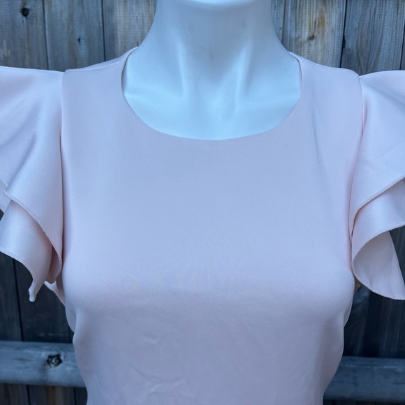 Tommy Hilfiger Blush Pink Scuba Sheath Dress with Flutter Sleeves - Picture 11 of 12